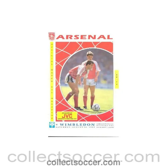 1989 - Arsenal v Wimbledon official programme 26/08/1989 League Cup