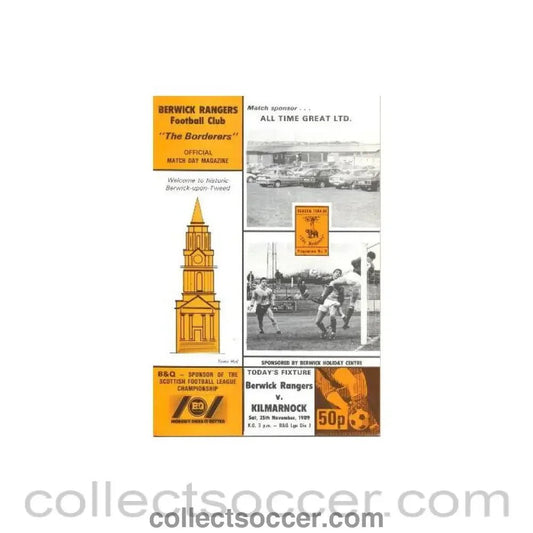 1989 - Berwick Rangers v Kilmarnock official programme 25/11/1989 Scottish League - Collect Soccer