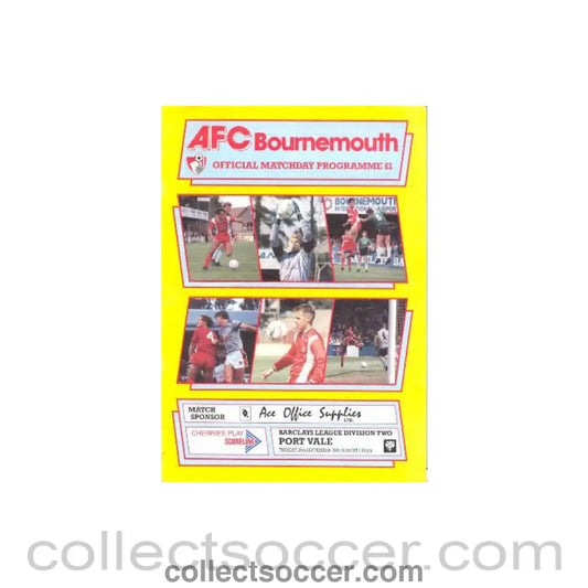 1989 - Bournemouth v Port Vale official programme 26/09/1989 Barclays League