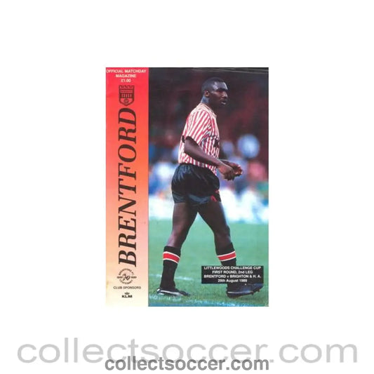1989 - Brentford v Brighton & Hove Albion official programme 29/08/1989 Littlewoods Cup