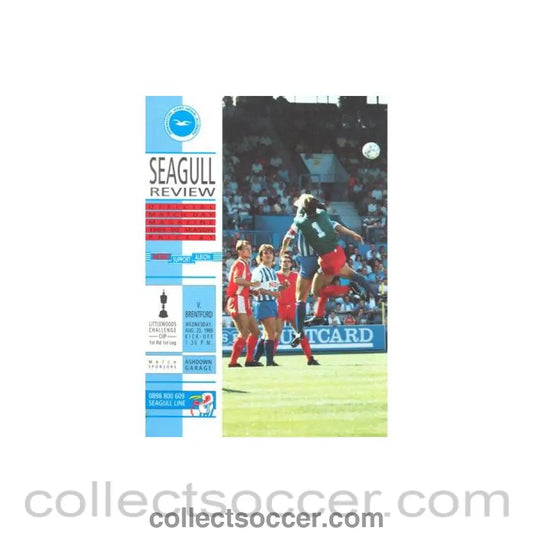 1989 - Brighton & Hove Albion v Brentford official programme 23/08/1989 Littlewoods Cup