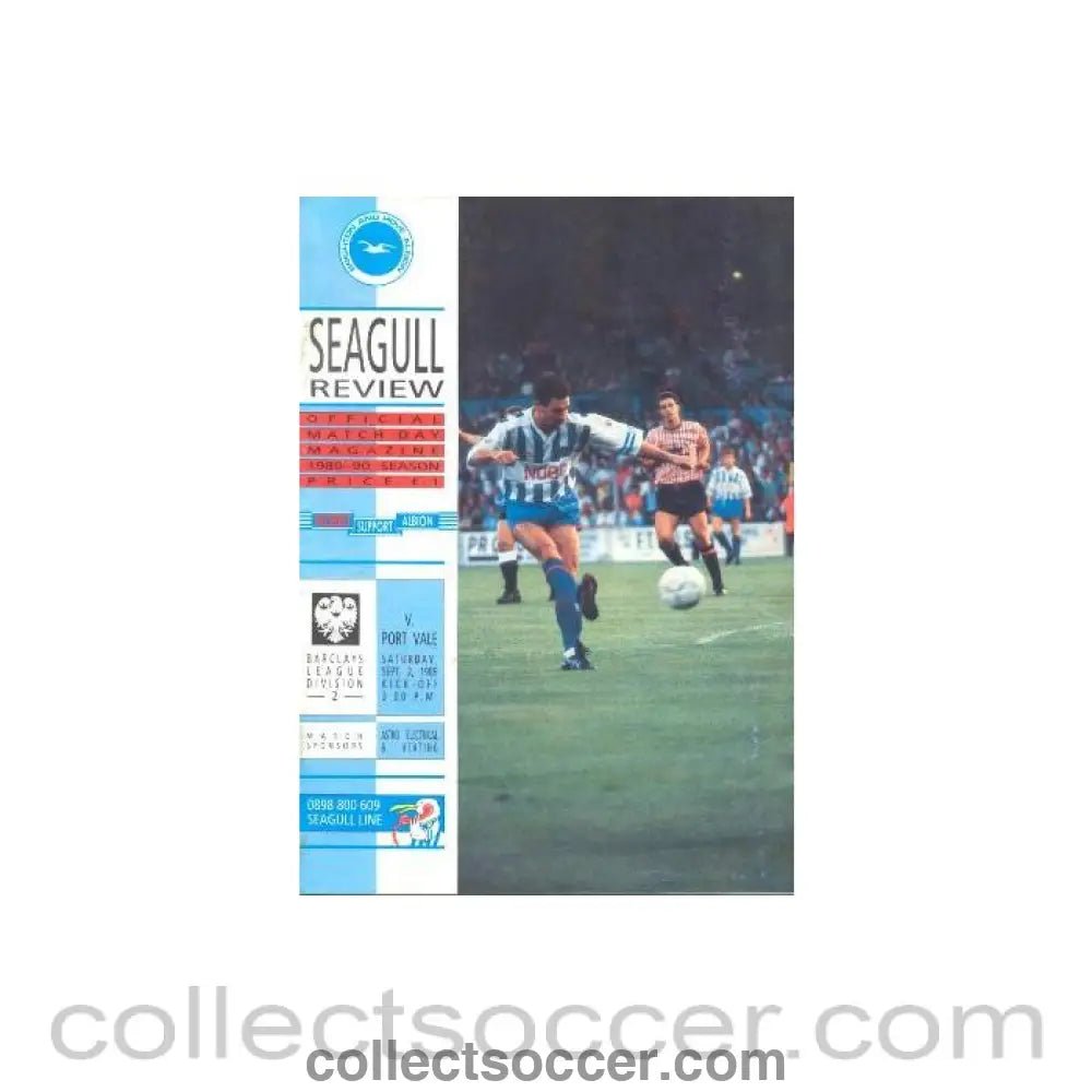 1989 - Brighton & Hove Albion v Port Vale official programme 02/09/1989 Barclays League - Collect Soccer