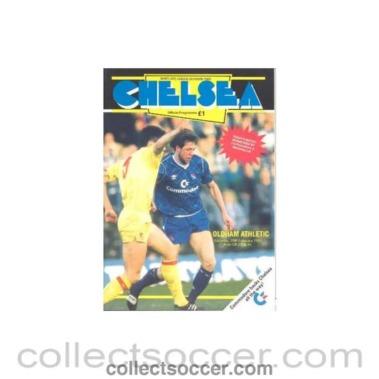 1989 - Chelsea v Oldham Athletic official programme 25/02/1989 - Collect Soccer