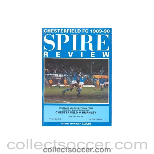 1989 - Chesterfield v Burnley official programme 02/09/1989 - Collect Soccer