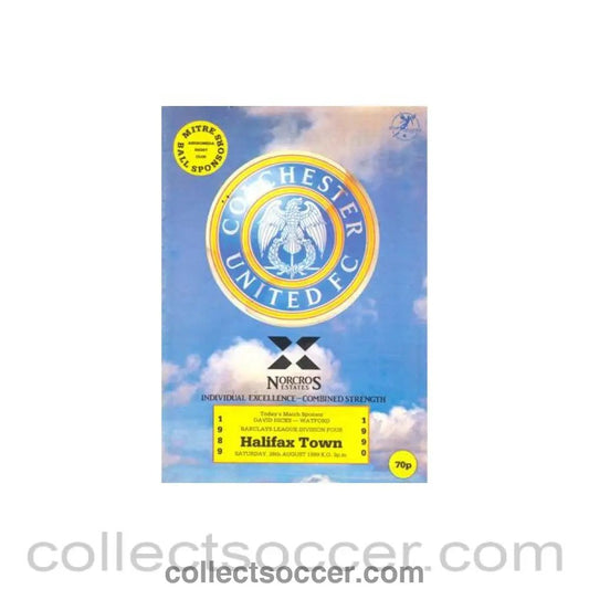 1989 - Colchester United v Halifax Town official programme 26/08/1989 League - Collect Soccer
