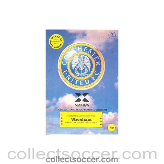 1989 - Colchester United v Wrexham official programme 17/10/1989 Barclays League - Collect Soccer