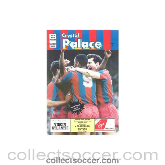 1989 - Crystal Palace v Blackburn Rovers official programme 03/06/1989 Football League Division Two Play - Off Final - Collect Soccer