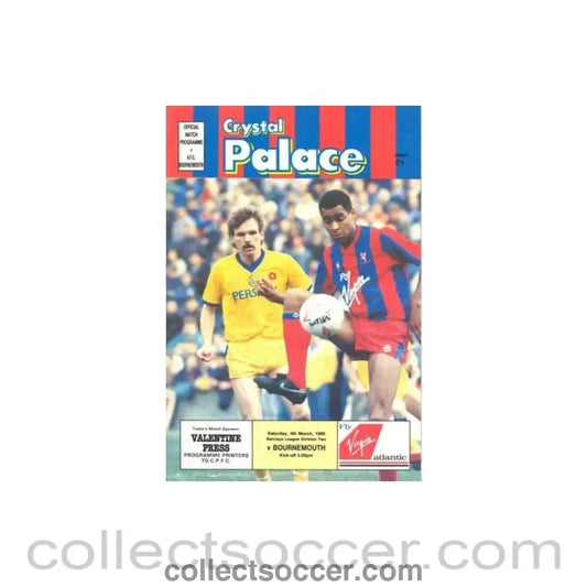 1989 - Crystal Palace v Bournemouth official programme 04/03/1989 Football League - Collect Soccer