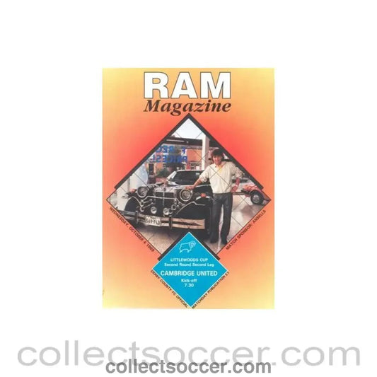 1989 - Derby County v Cambridge United official programme 04/10/1989 Littlewoods Cup - Collect Soccer
