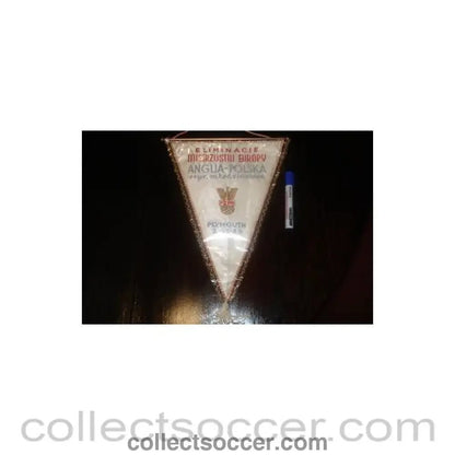 1989 - England U21 v Poland U21 at Plymouth 02/06/1989 Pennant - Collect Soccer