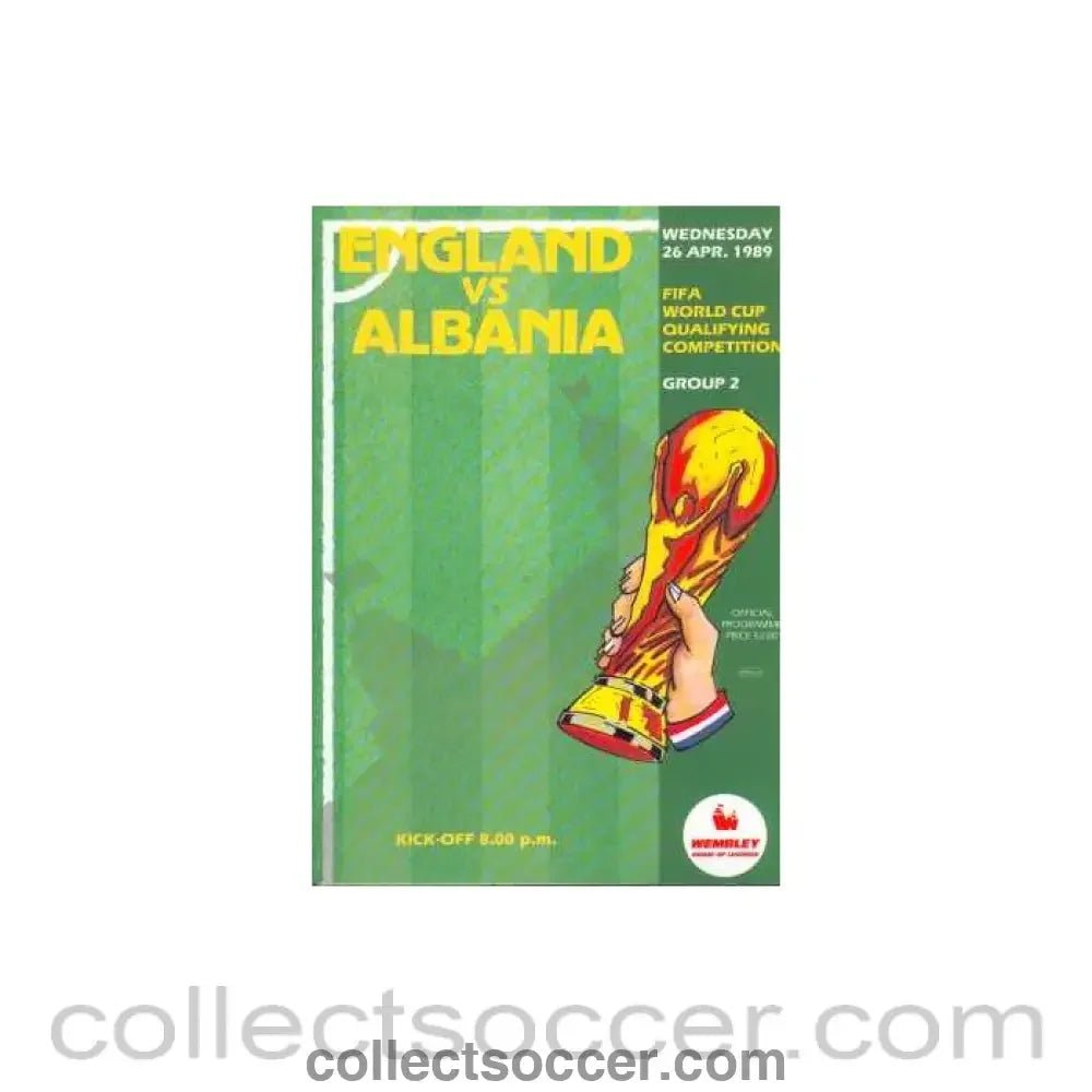 1989 England V Albania Programme 26/04/1989 - Collect Soccer
