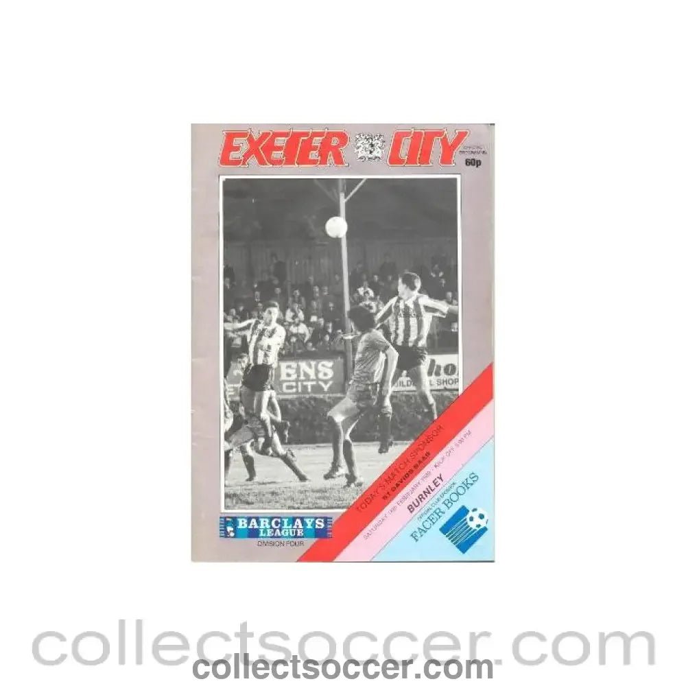 1989 - Exeter City v Burnley official programme 18/02/1989 League - Collect Soccer
