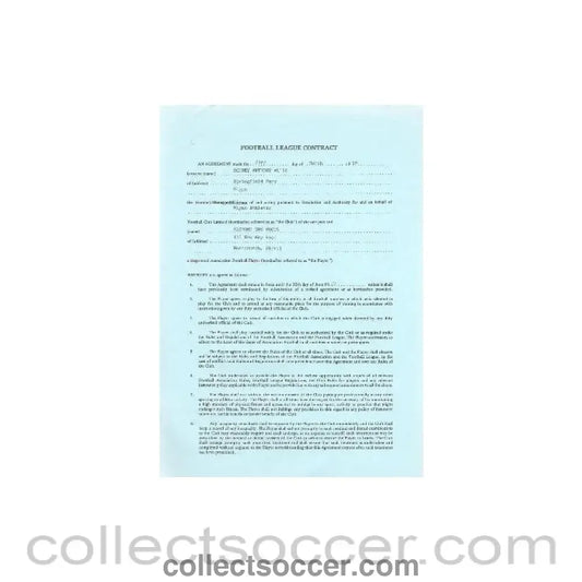 1989 - Football League Player Contract between Raymond Guy Woods and Wigan Athletic of 23/03/1989