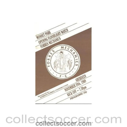 1989 - Forres Mechanics v Aberdeen official programme 29/11/1989 Friendly - Collect Soccer