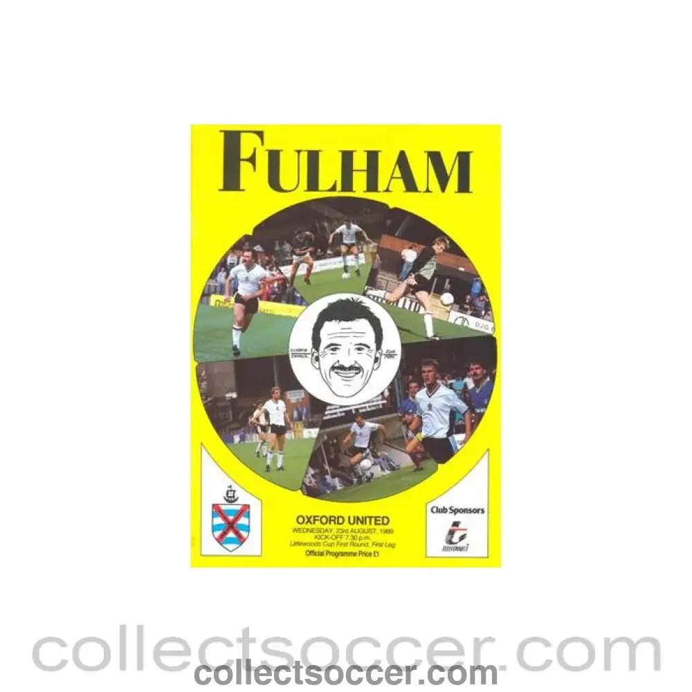 1989 - Fulham v Oxford United official programme 23/08/1989 Littlewoods Cup - Collect Soccer