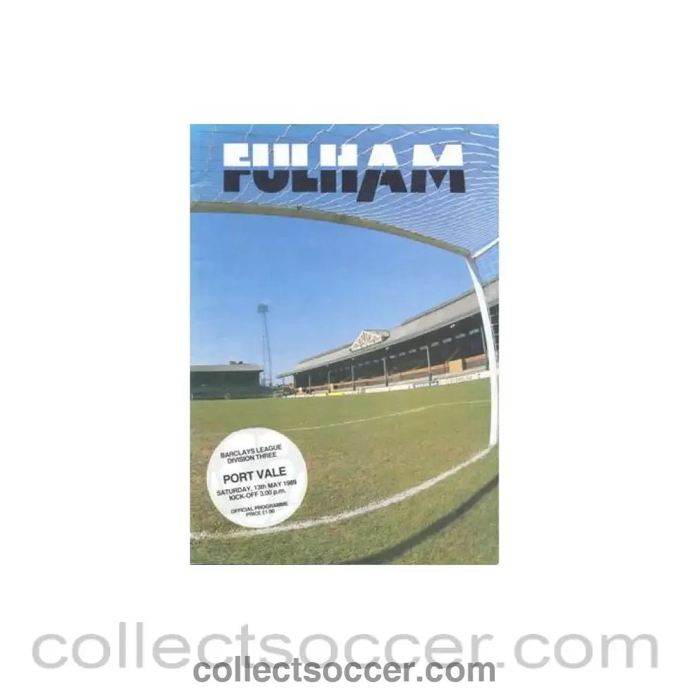 1989 - Fulham v Port Vale official programme 13/05/1989 Football League - Collect Soccer