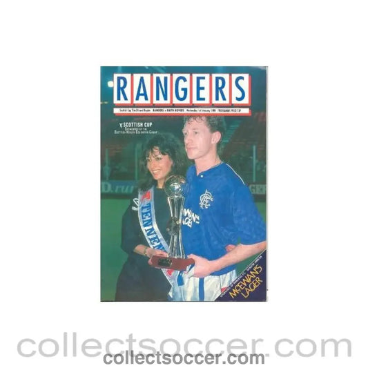 1989 - Glasgow Rangers v Raith Rovers official programme 01/02/1989 Scottish Cup 3rd Round Replay - Collect Soccer