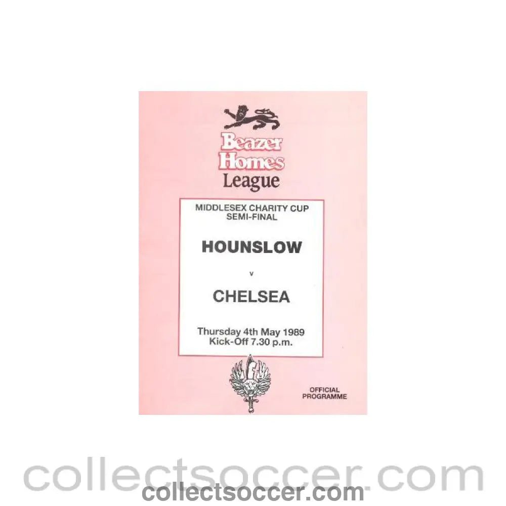 1989 - Hounslow vChelsea official programme 04/05/1989 - Collect Soccer