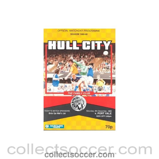 1989 - Hull City v Port Vale official programme 09/12/1989 Barclays League - Collect Soccer