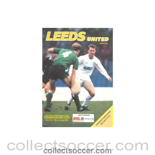 1989 - Leeds United v Birmingham City official programme 14/01/1989 Barclays League - Collect Soccer