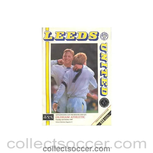 1989 - Leeds United v Oldham Athletic official programme 03/10/1989 Littlewoods Cup - Collect Soccer