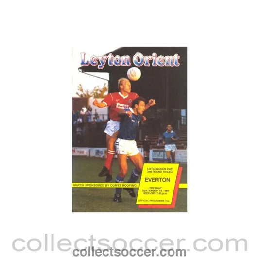 1989 - Leyton Orient v Everton official programme 19/09/1989 Littlewoods Cup - Collect Soccer