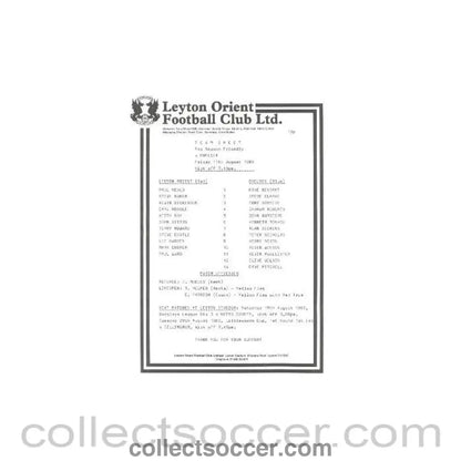 1989 - Leyton Orient vChelsea official programme 11/08/1989