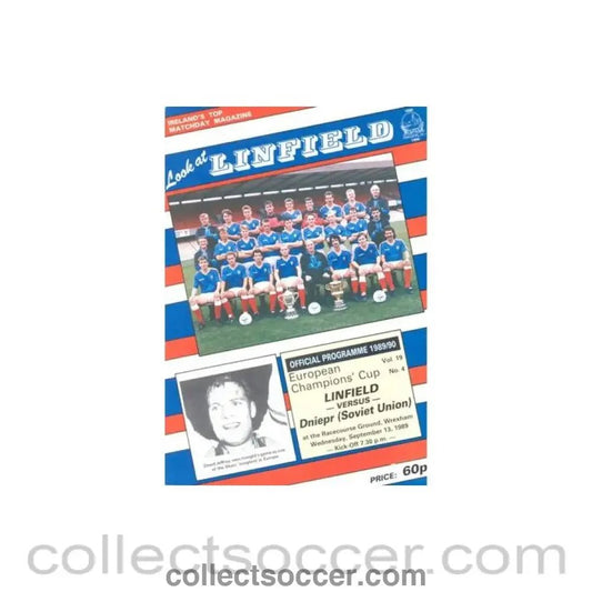 1989 - Linfield v Dniepr, Soviet Union official programme 13/09/1989 - Collect Soccer