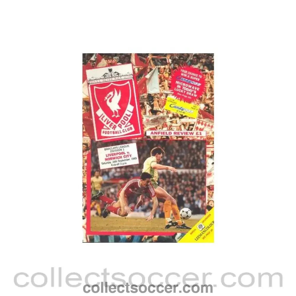 1989 - Liverpool v Norwich City official programme 16/09/1989 - Collect Soccer