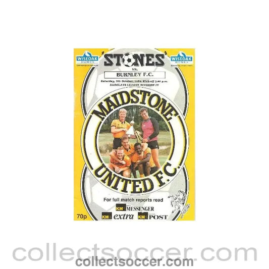 1989 - Maidstone v Burnley official programme 07/10/1989 Barclays League - Collect Soccer