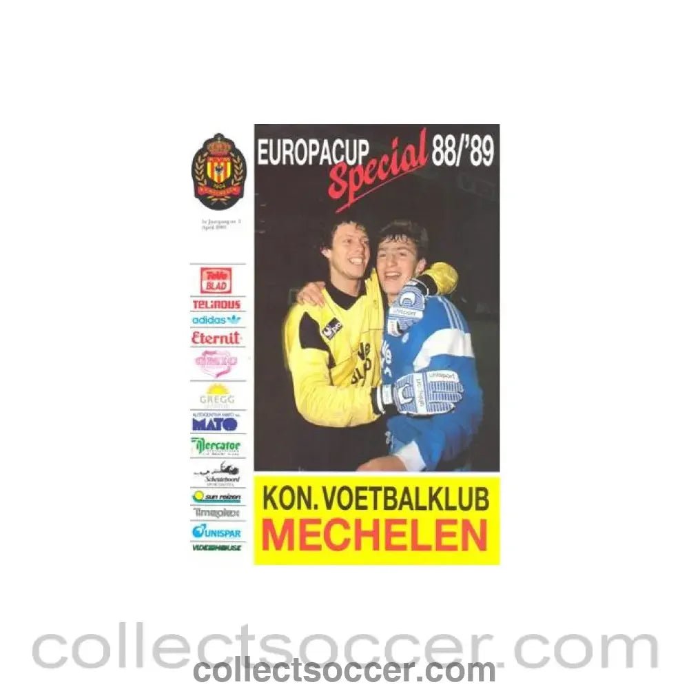 1989 Mechelen v Sampdoria official programme April 1989 European Cup - Collect Soccer