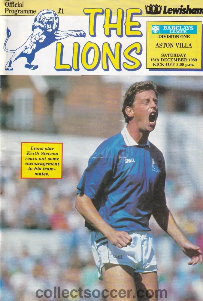 1989 Millwall v Aston Villa Official Programme - Collect Soccer