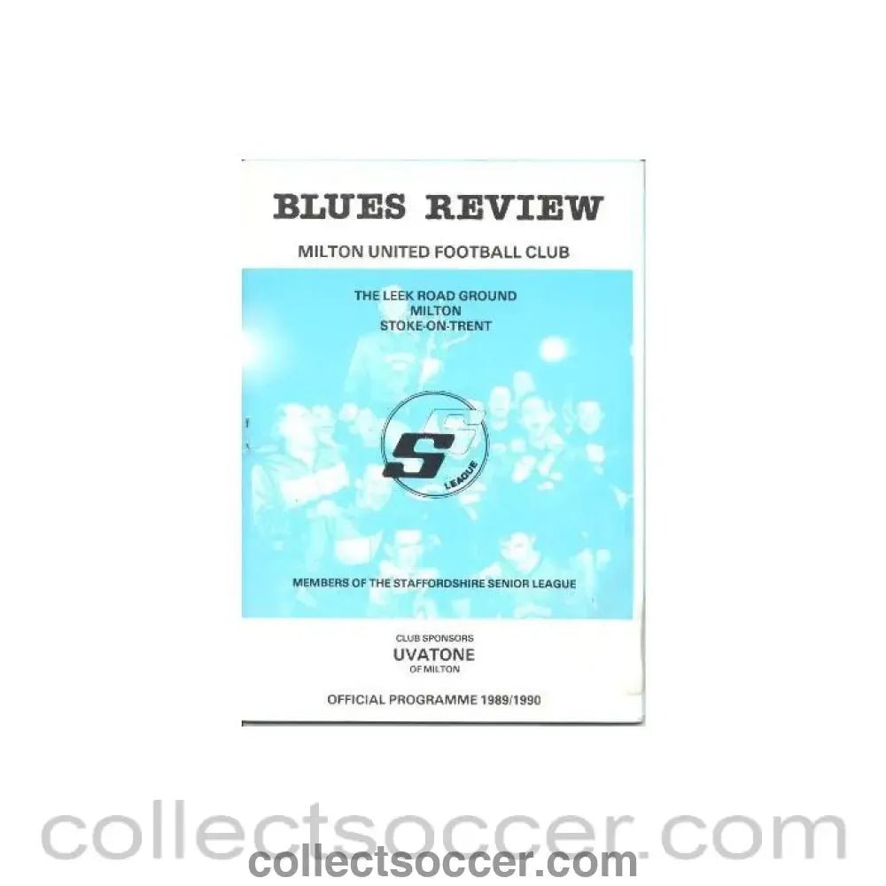 1989 - Milton United v H&R Johnson official programme 1989 - 1990 - Collect Soccer