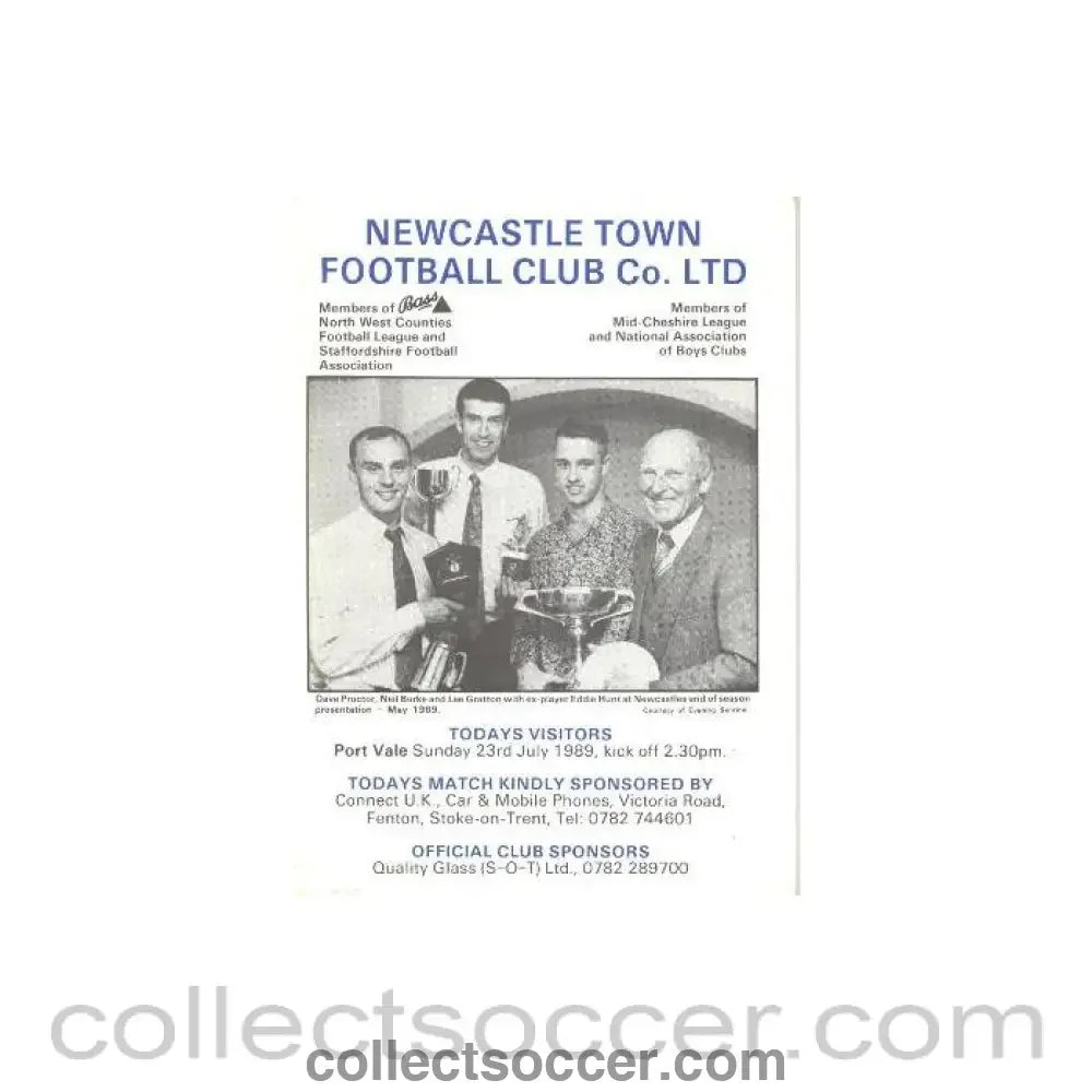 1989 - Newcastle Town v Port Vale official programme 23/07/1989 - Collect Soccer