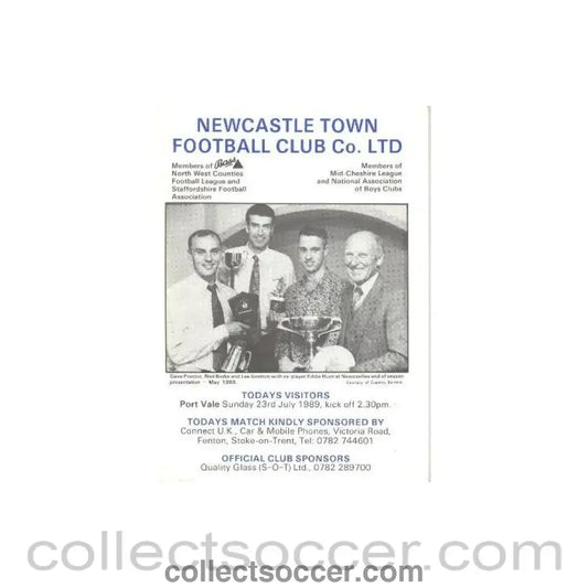 1989 - Newcastle Town v Port Vale official programme 23/07/1989 - Collect Soccer