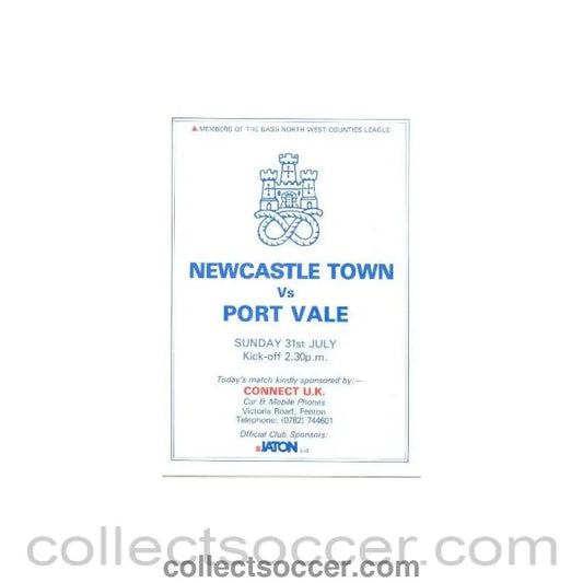 1989 - Newcastle Town v Port Vale official programme 31/07/1989 - Collect Soccer