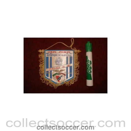 1989 - Olympique de Marseille v Benfica European Cup Semi-Final 1989-1990 Pennant once property of the football referee