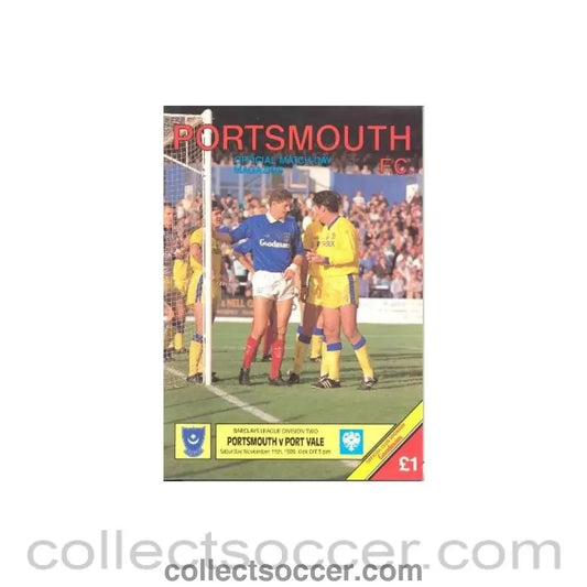 1989 - Portsmouth v Port Vale official programme 11/11/1989 League - Collect Soccer