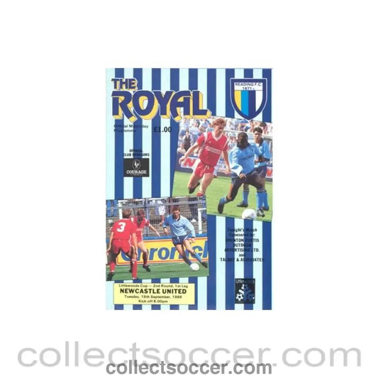 1989 - Reading v Newcastle United official programme 19/09/1989 Littlewoods Cup - Collect Soccer