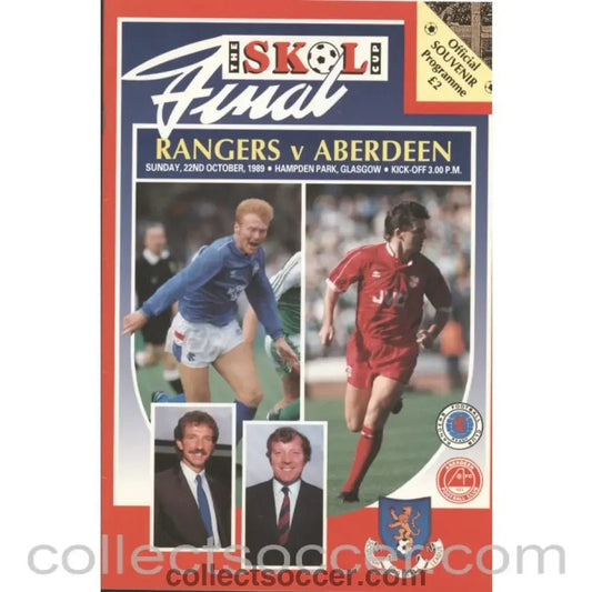 1989 Scottish League Cup Final Rangers v Aberdeen Official Football Programme - Collect Soccer