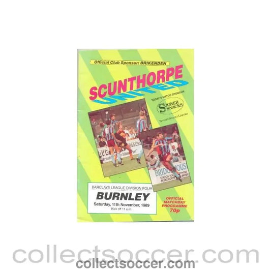 1989 - Scunthorpe United v Burnley official programme 11/11/1989 League - Collect Soccer