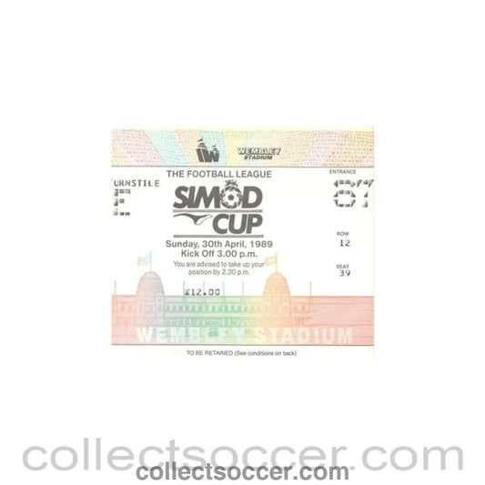 1989 Simod Cup Final ticket 30/04/1989 Everton v Nottingham Forest