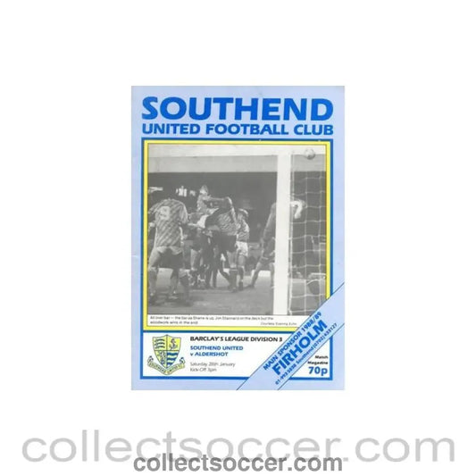 1989 - Southend United v Aldershot official programme 28/01/1989 League - Collect Soccer