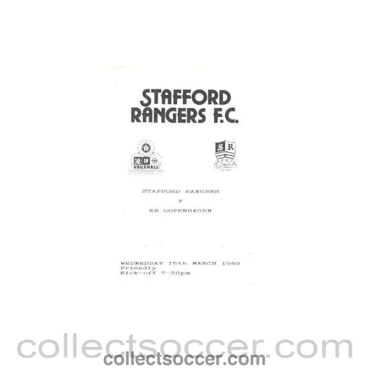 1989 - Stafford Rangers v Copenhagen official programme 15/03/1989 International Friendly - Collect Soccer