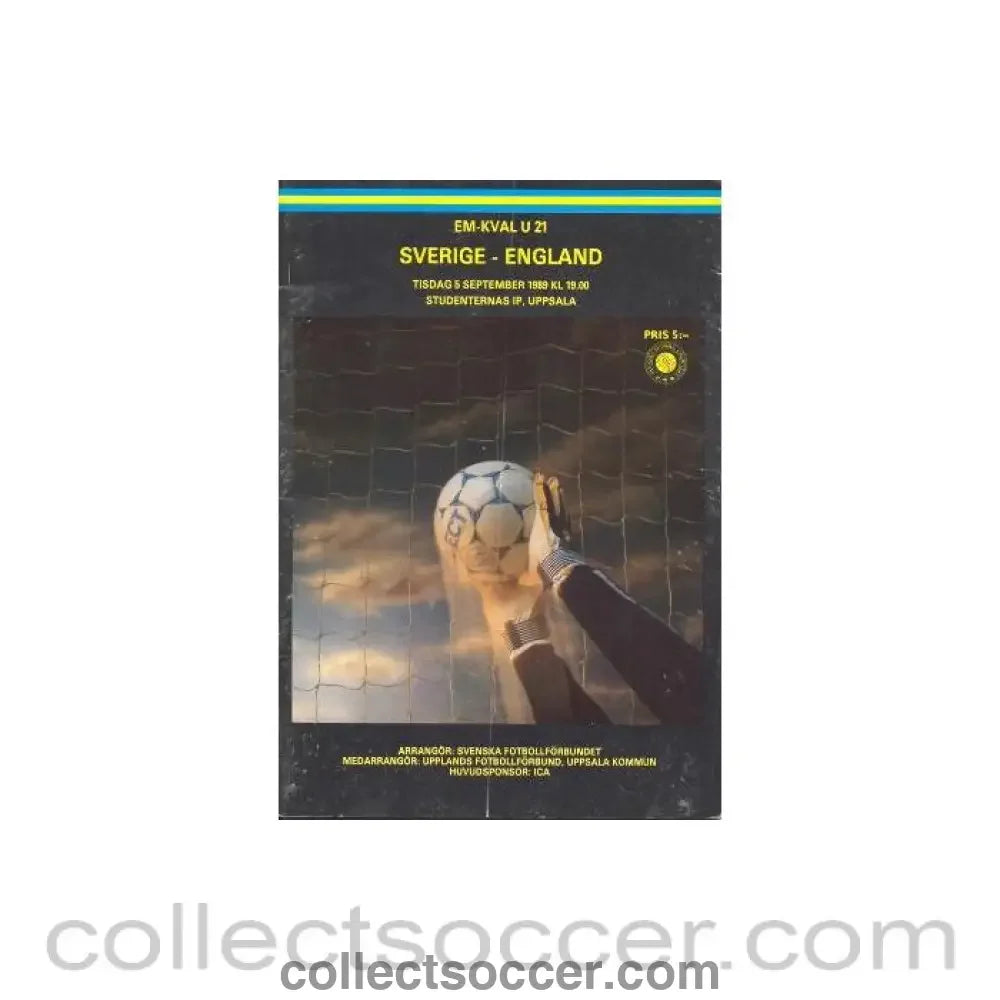 1989 Sweden v England official programme 05/09/1989 U21