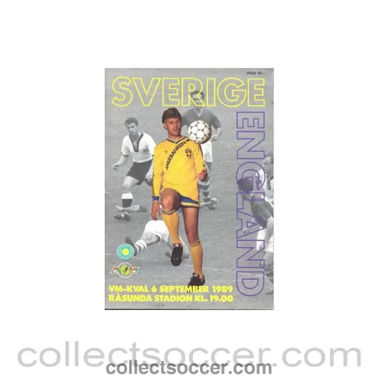 1989 Sweden v England official programme 06/09/1989 - Collect Soccer
