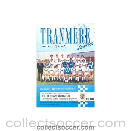 1989 - Tranmere Rovers v Tottenham Hotspur official programme 1989 - 1990 - Collect Soccer