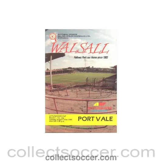 1989 - Walsall v Port Vale official programme 22/08/1989 - Collect Soccer