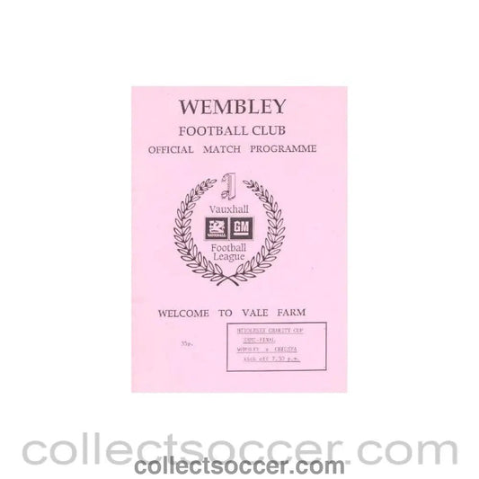 1989 - Wembley vChelsea official programme 1989 - 1990 Middlesex Charity Cup Semi - Final - Collect Soccer