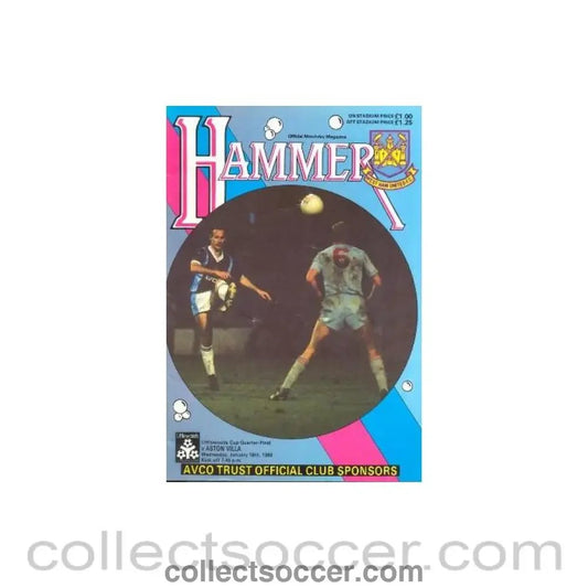 1989 - West Ham United v Aston Villa official programme 18/01/1989 - Collect Soccer